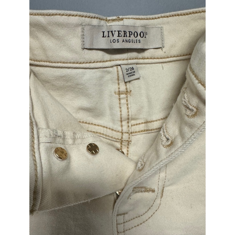 Liverpool Los Angeles Christine Hi-Rise Button Fly Denim Shorts Cream 2/26 Boho - Picture 5 of 7